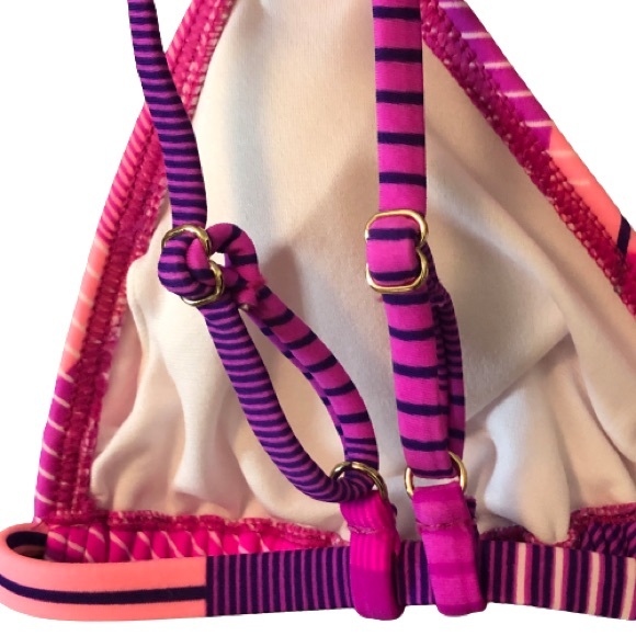 Roxy Pink Purple Bikini Top Size M EUC - Picture 4 of 5